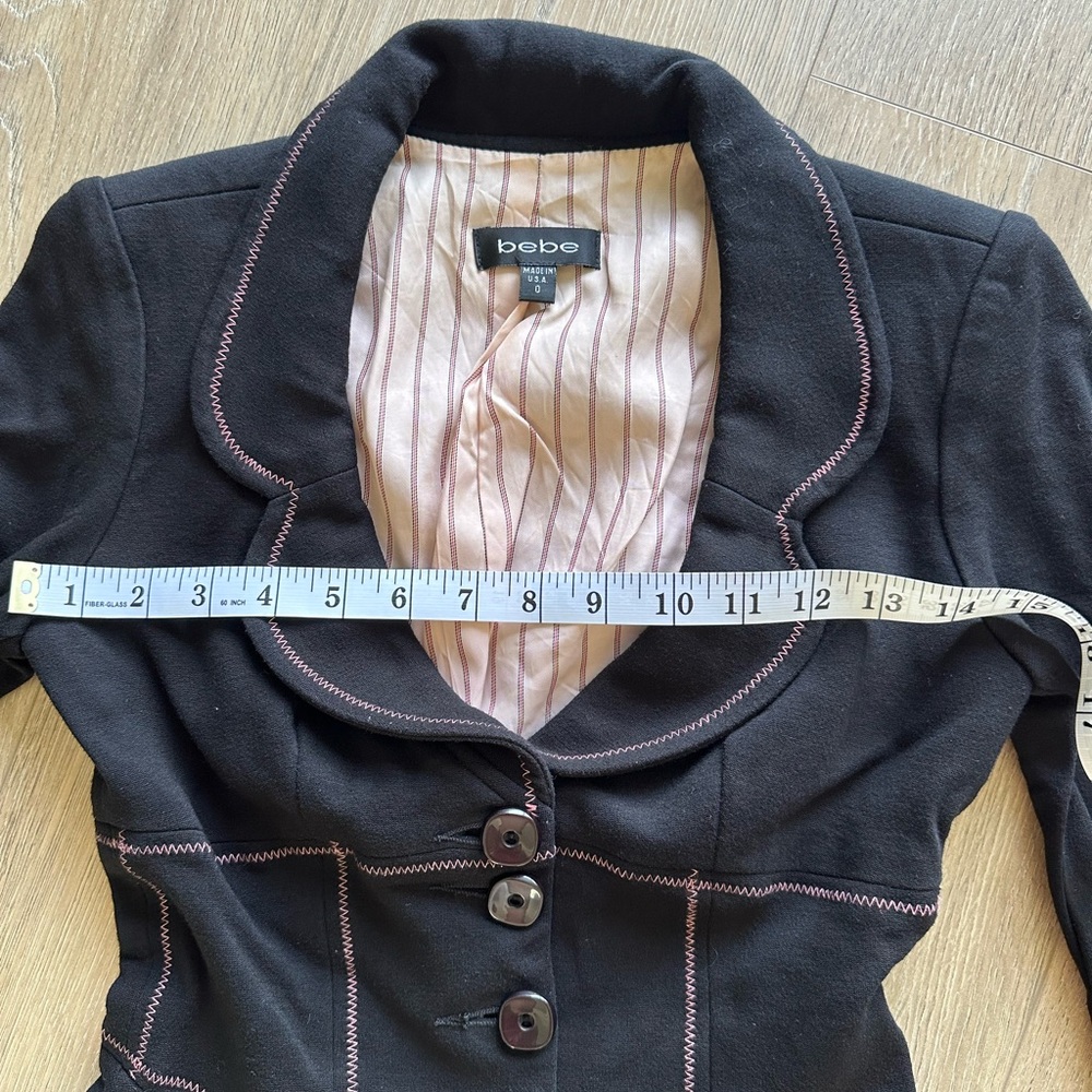 bebe Black Blazer Tailored Suit Jacket Size 0 - Picture 6 of 7